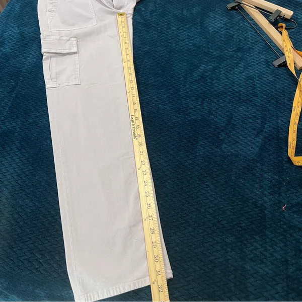 American Eagle Stretch Cargo Straight Pant Lilac Ice‎ High Rise Utility 4 Long - Image 14