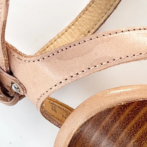 Coach Meg Leather with Snakeskin Tan Beige Leather Sandals Heels Shoes Women 9 - Image 15