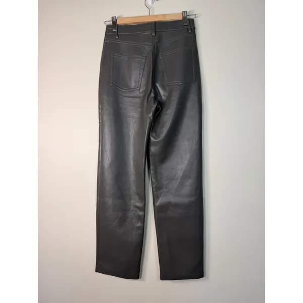 Aritzia Wilfred Faux Leather Vegan Straight Leg Pants Charcoal‎ Grey Size 2 - Image 3