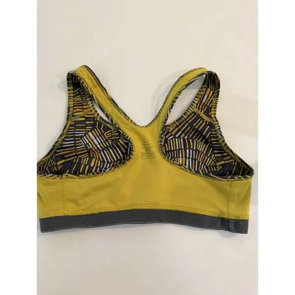 Nike Pro Dri-FIT Sports Bra Womens Yellow Racerback Medium Support Workout M D77 - Image 9