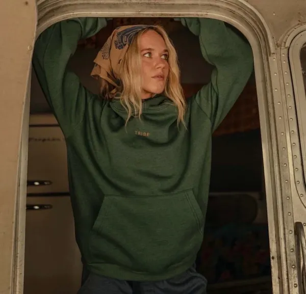 New Tribe Kelley Butter Hoodie Unisex Costal Country Side Pine Green Small - Image 5