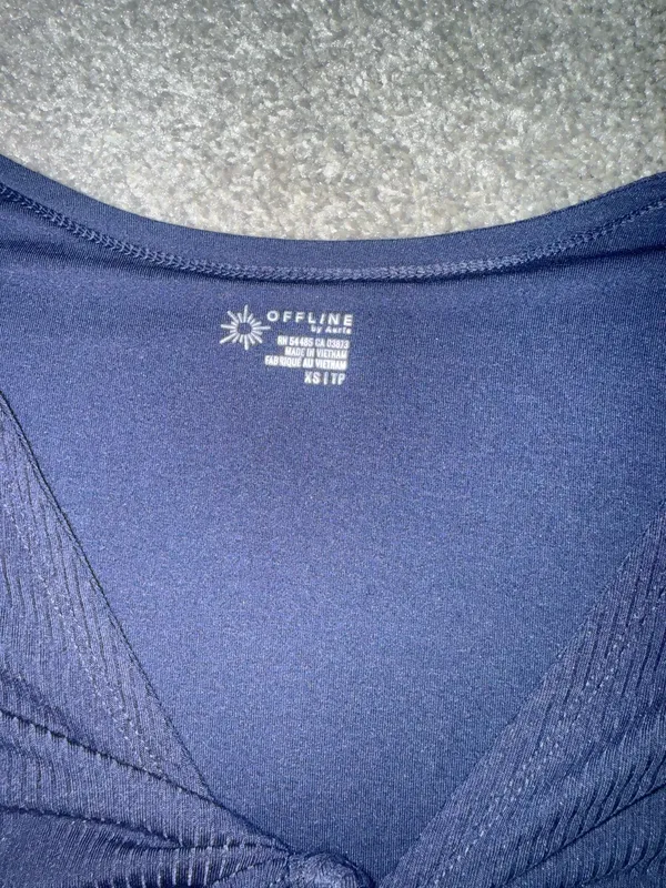 Offline by aerie Navy Twist-Front Ribbed Crop Top and crossover leggings set - Image 3