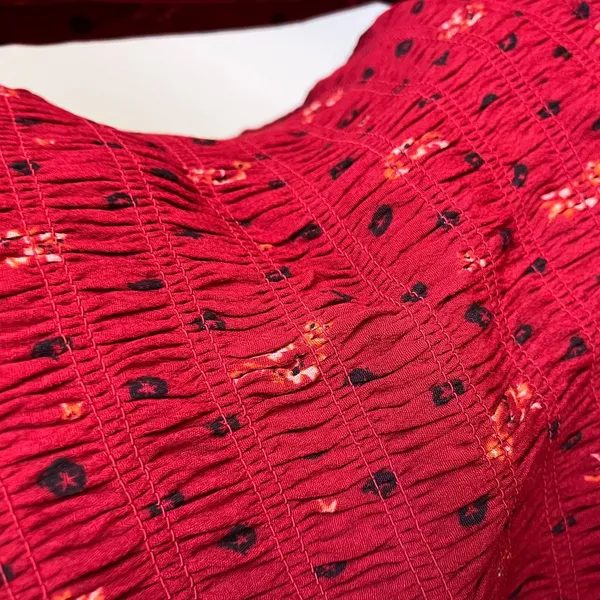 Free People Ruby Combo Two Faces Smocked Mini Dress Red Boho‎ Small NWT - Image 11