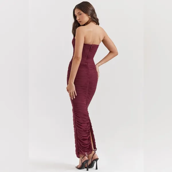 House of CB SAPPHIRE WINE GATHERED MAXI DRESS, Size Small, $239 - Image 5