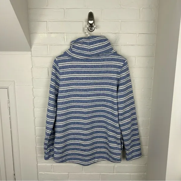 L.L.Bean Blue & White Striped Knit Cowl Neck Sweater Size S - Image 11