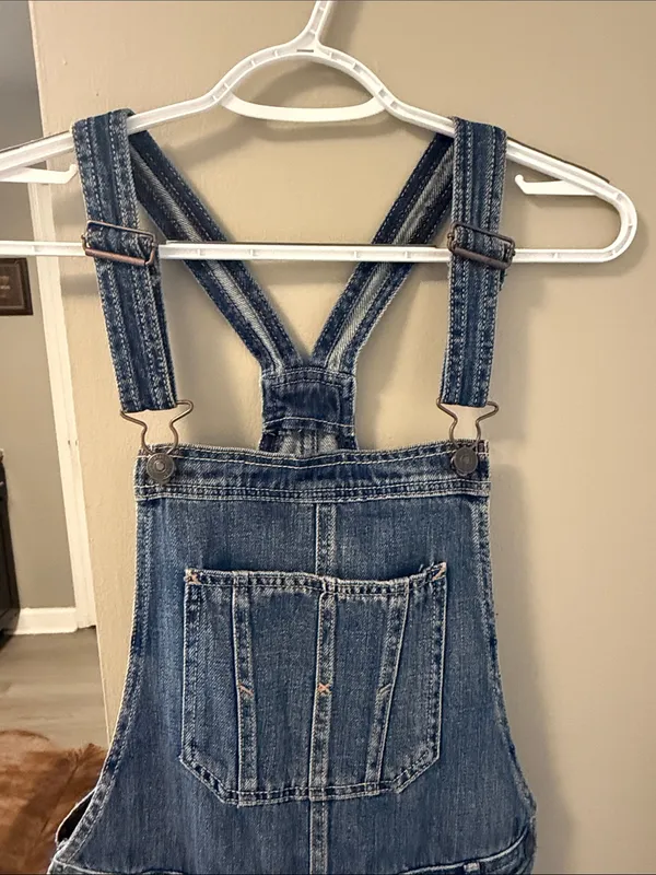 Abercrombie & Fitch Distressed Denim Overall Shorts - Size Small - Image 5