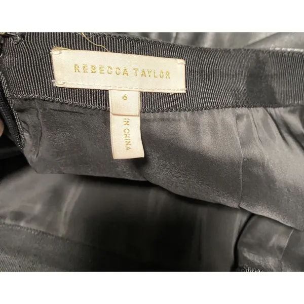 Rebecca Taylor Womens Faux Leather Skater Skirt,Black 6 - Image 4