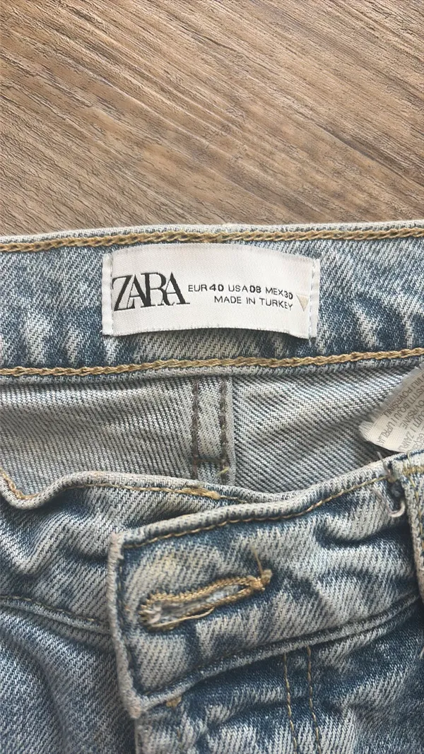 ZARA High-Rise Raw Hem Straight Leg Jeans - Image 3