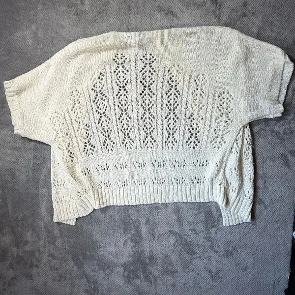 Knox Rose Medium Ivory Open Knit Cardigan Shrug Open Front Boho Western NEW #170 - Image 6