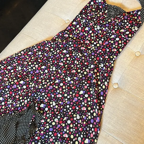 Phoebe Couture by Kay Unger 100% Silk Dot Halter Swing Dress Size 2‎ - Image 5