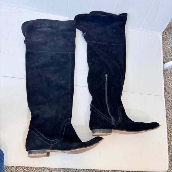 Zara Black Suede Leather Over The Knee Boots Women’s 8 Fall Tall Boho Classic - Image 6