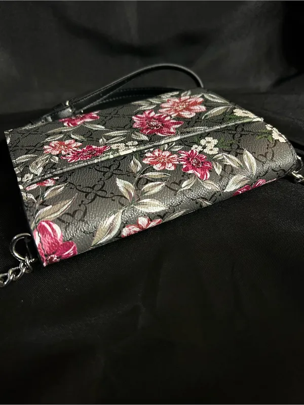 Nine West Black Floral Crossbody with Pink and Cream Blooms - Image 11