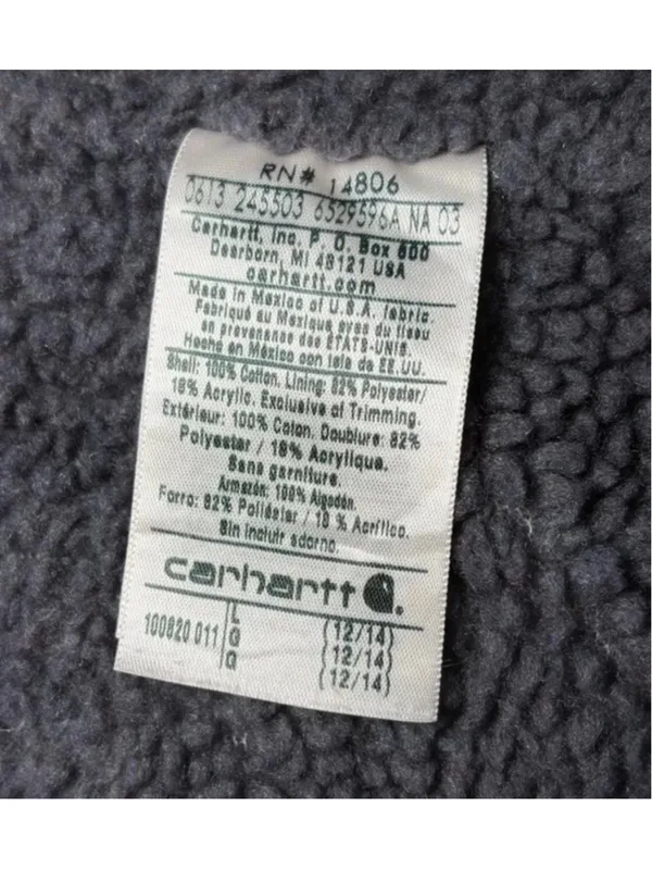 Vtg Women's Carhartt Hooded Vest Large Faded Purple Grey Sherpa Lined Canvas - Image 8
