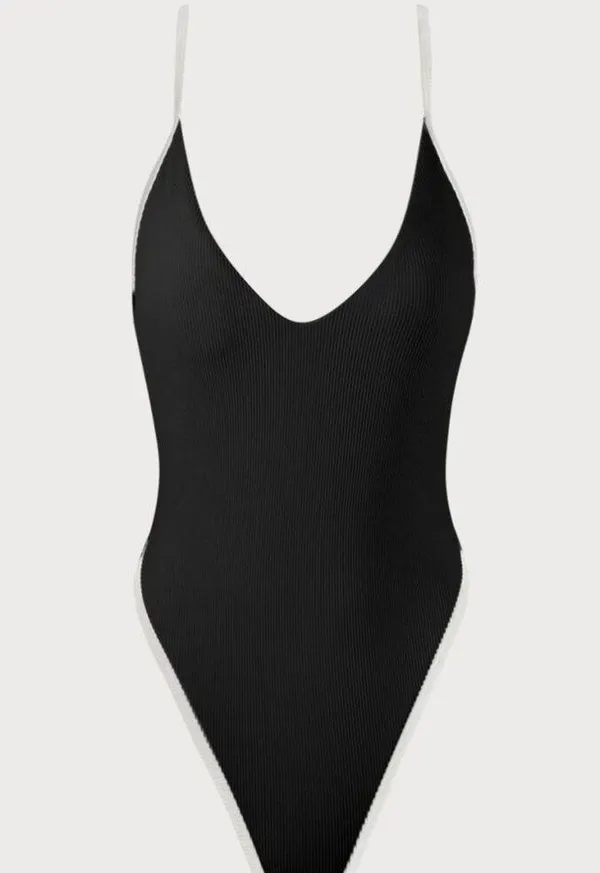 BERLOOK Black Contrast Trim One-Piece Swimsuit 05 - Image 4