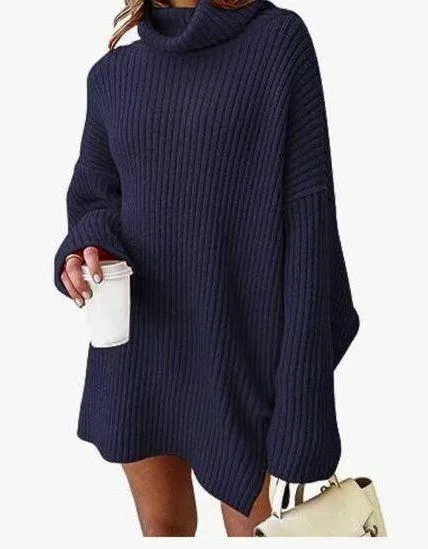 NEW Oversized Batwing Sweater Tunic Pullover Ribbed Dress 2X - Image 3