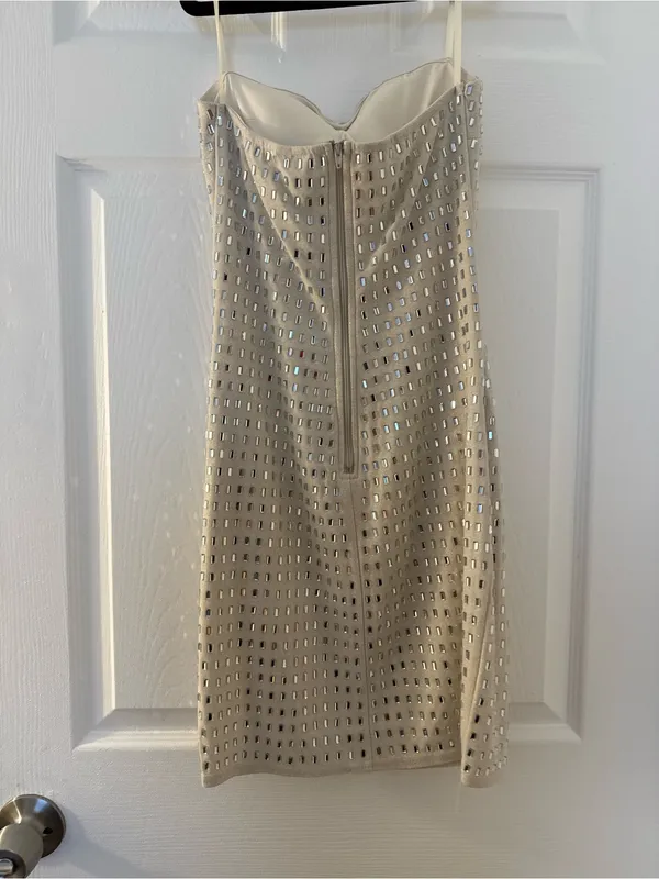 NWT Windsor strapless Champagne Sequin Mini Slip Dress - Image 3