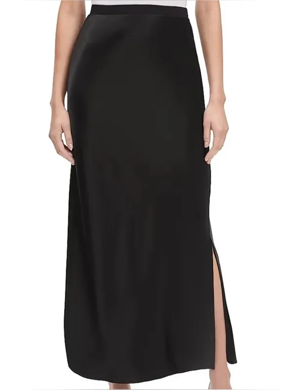 NWT House of Harlow 1960 Black Satin Crop Top Maxi Skirt 2 Piece Set Size Small - Image 3