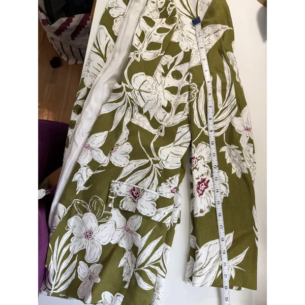 Zara Women Olive Green Floral Linen Blend Blazer Jacket XS NWT‎ Officecore Fun - Image 10