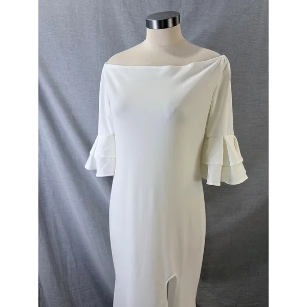 Metamorphosis Girl White Off-Shoulder Ruffle Sleeve Maxi Dress 2XL - Image 2