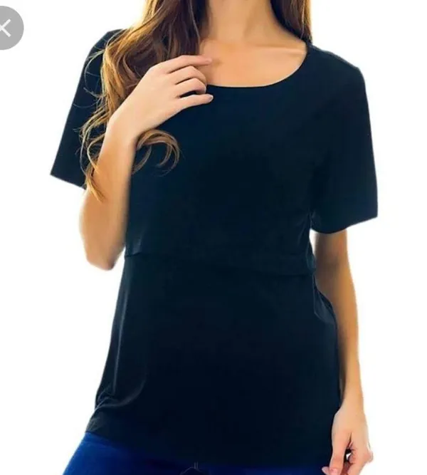 Smallshow Set of 2 Black & Gray Short Sleeve Ruched Maternity Tee T Shirts - Image 5