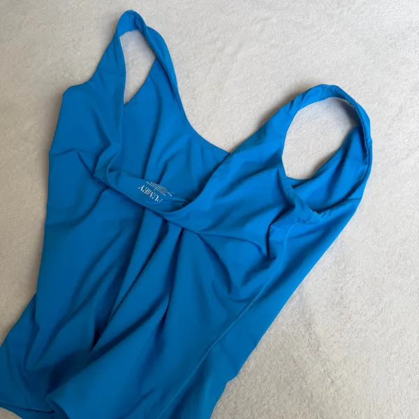 Women's Scoop Neck Blue Stretch Pumiey Bodysuit - Image 3