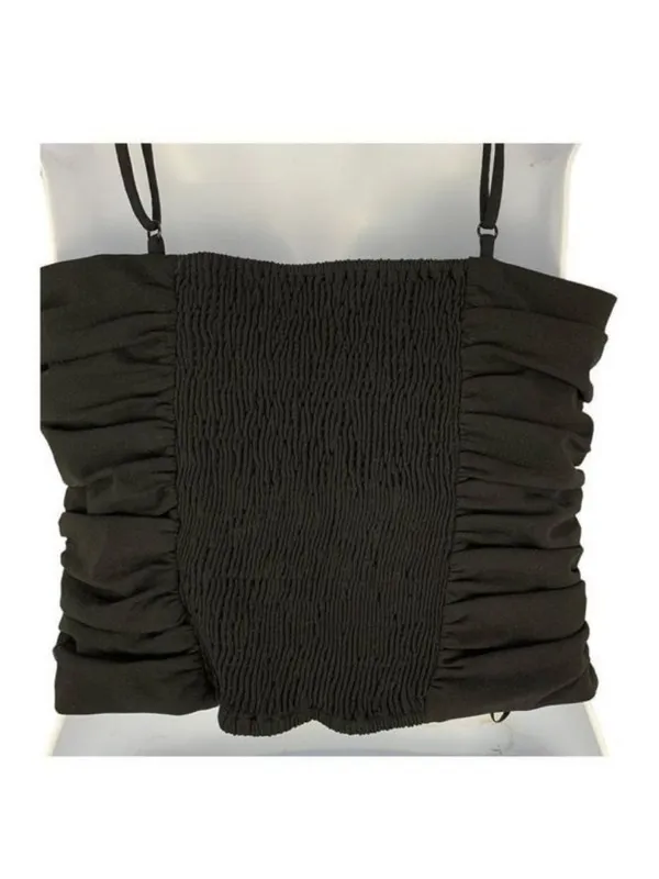 Zara Womens Black Ruched Camisole Tank Top With Adjustable Straps Size Small - Image 4