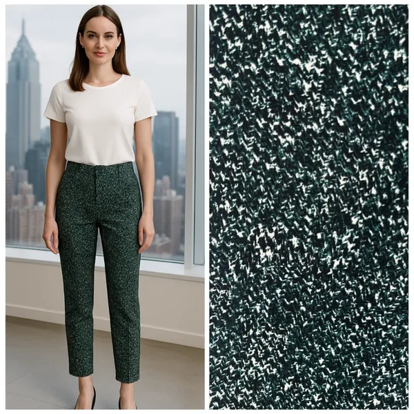 ZARA Green Black White Textured Ankle Pants Women's M Office Career‎ Workwear - Image 2