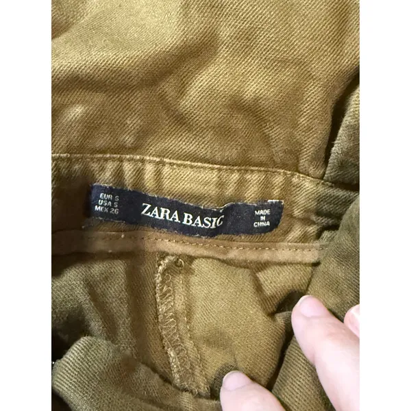 Zara Basic Women Paperbag Ankle Pants Size Small Wide Leg‎ Dark KHAKI Brown Y2K - Image 5
