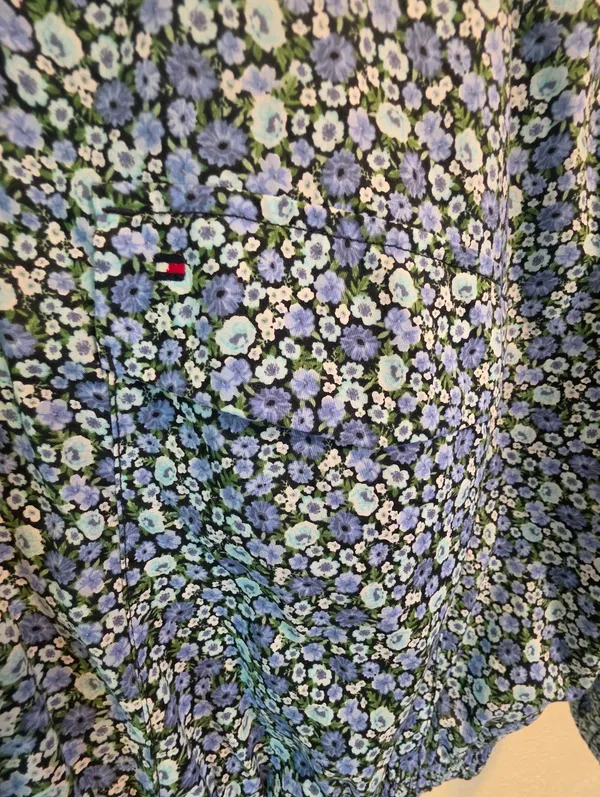 NEW Tommy Hilfiger Blue Floral Cotton Hoodie Pullover Jacket Medium - Image 10