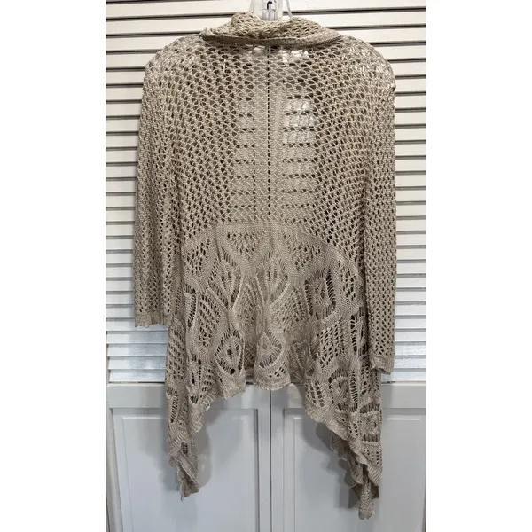 Deb Beige Open‎ Knit Shawl Neck Open Cardigan Long Sleeve Size Large Boho - Image 5