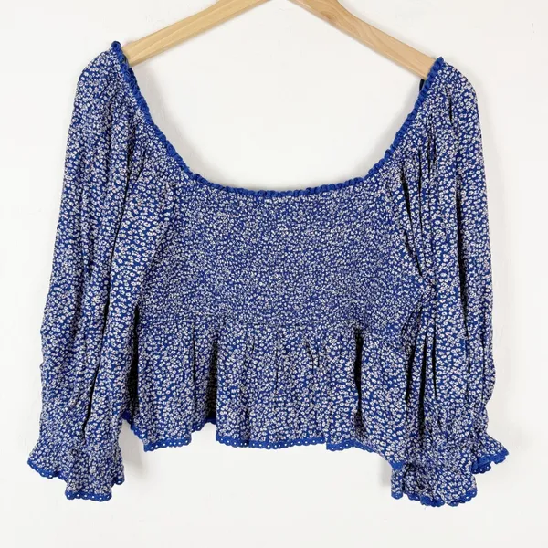 Free People Brittnee Printed Top Blue Floral - Image 5