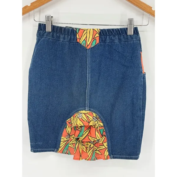 Vintage‎ Papaya Denim Vest and Skirt Set Size 8 Tropical Ruffle Western 80s 90s - Image 6