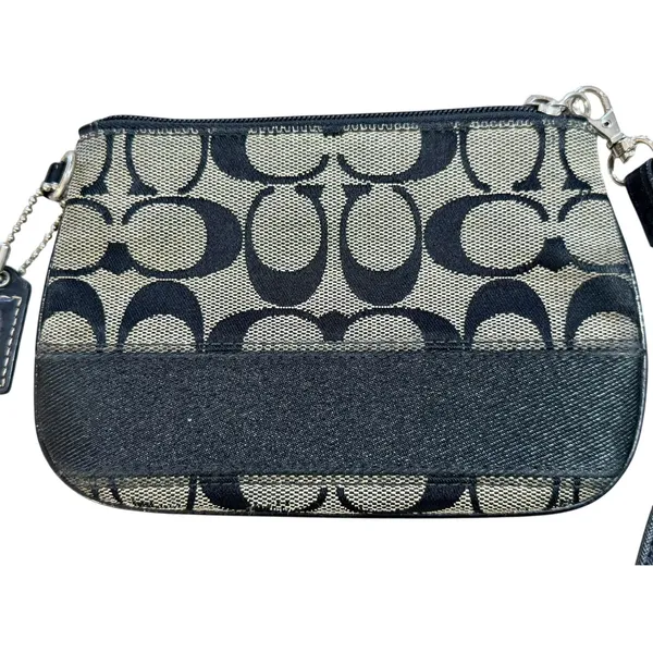 Vintage Y2K COACH Signature Logo Canvas Leather Mini Wristlet Wallet Clutch - Image 2