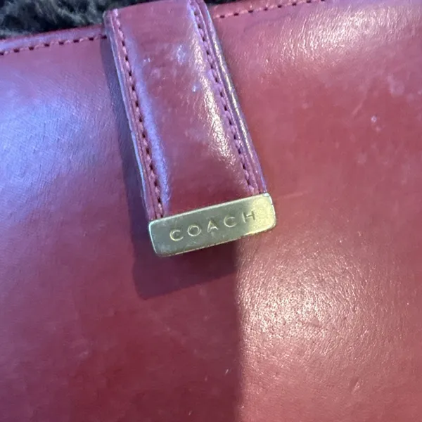 red Coach leather bifold wallet. - Image 2