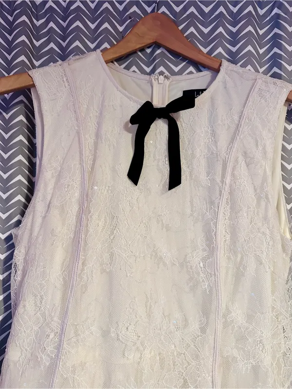 NWT LULUS | Charmaine Cream Lace Sleeveless Skater Mini Dress, XL - Image 5