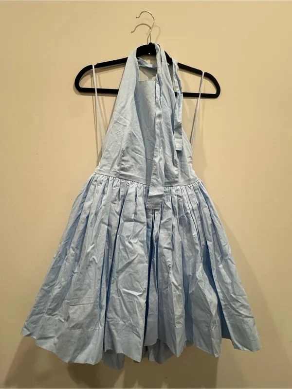 Mable Light Blue Halter Fit & Flare Dress - Image 3