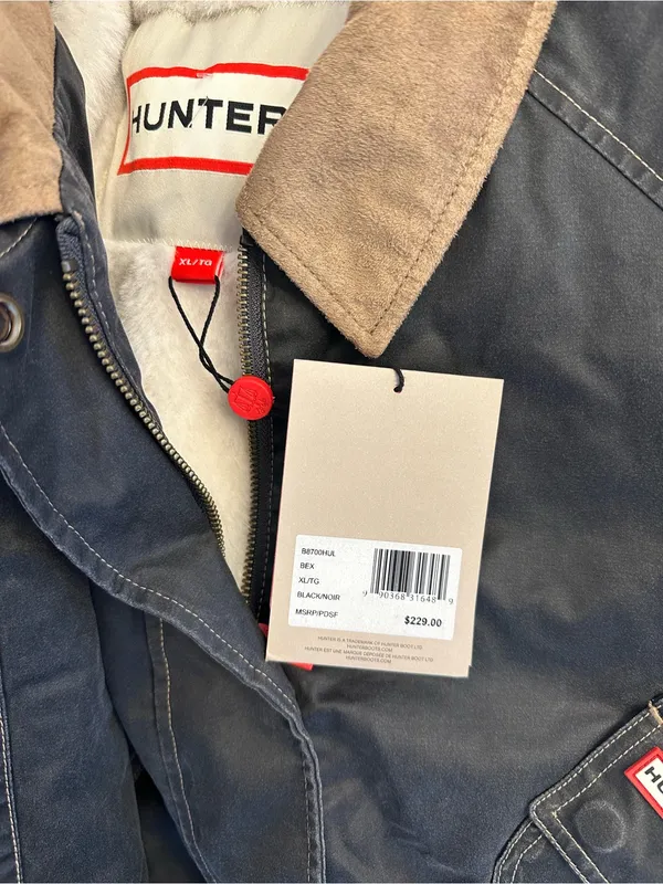 Hunter Bex Washed Wax Hunting Jacket Black NWT - Image 9