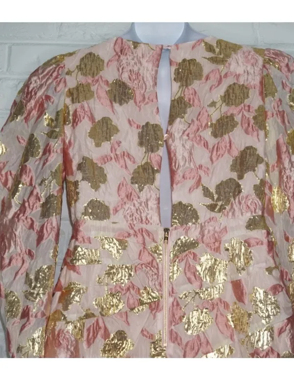 For Love & Lemons Montmartre Pink & Gold Brocade Dress Size: XL NWT Feminine - Image 7