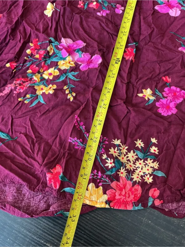 Old Navy Floral Burgundy Boho Dress Size M - Image 11
