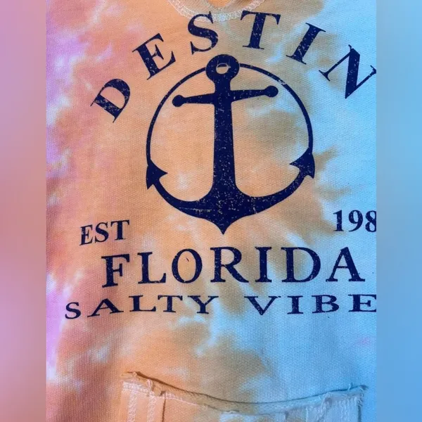 Destin Florida Tie-Dye Hoodie Sweatshirt – Multicolor – Large - Image 6