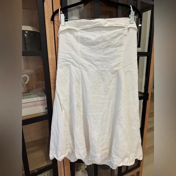 Abercrombie strapless linen mini dress lined fit & flare white bride graduation - Image 10