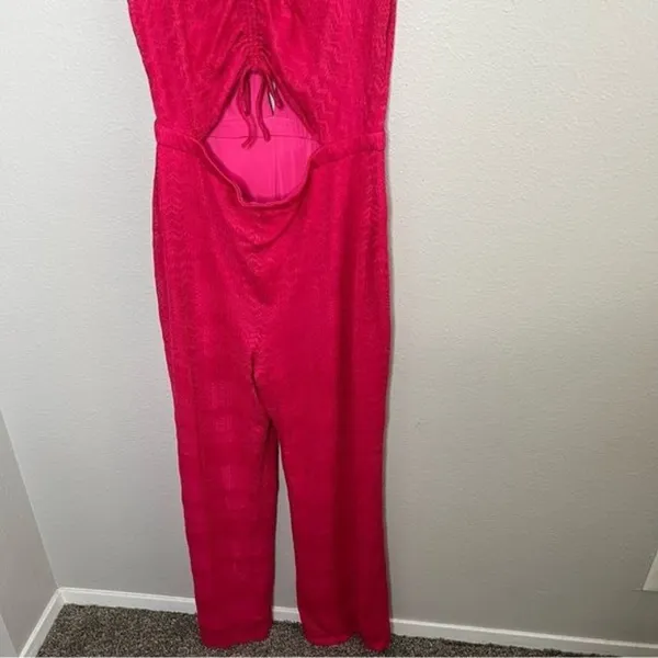 Lovers and friends Sharon hot pink cut out sleeveless jumpsuit size XL chevron - Image 7