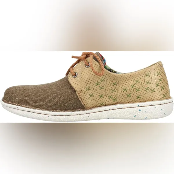 Justin Boots Cac-Tie Lace-Up Casual Shoes Tan Khaki Floral Lined Women’s JL142 Sz 8.5 - Image 3