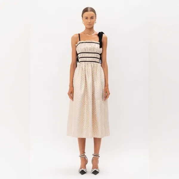 NWT Sofie the Label Claire Dress Gold Jacquard Velvet Straps Size‎ Small - Image 6