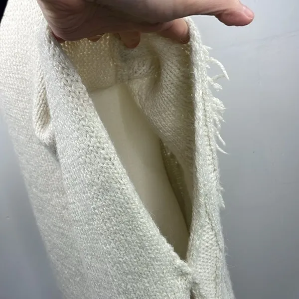 Apt. 9 Honor Roll Knit Cable Fringe Poncho Sweater Ivory Off White - Image 6