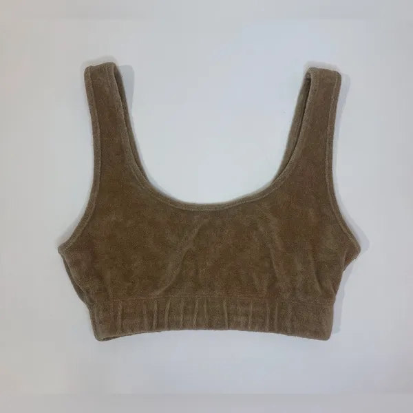 Zara Women’s Terry Sleeveless Crop Beach Neutral Lounge Tank Tan Top Size‎ S - Image 2