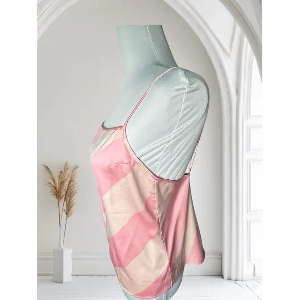 Victoria’s Secret Sz M Pink Stripe Camisole Satin Cropped - Image 2