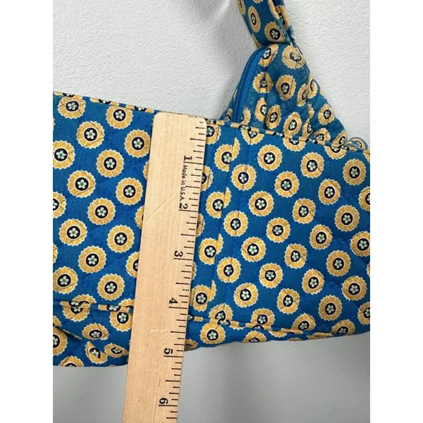 Vera Bradley Floral Shoulder‎ Bag Yellow Blue Zip Pockets Adjustable - Image 9