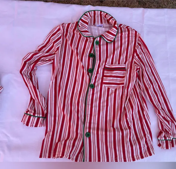 Red and White Striped Pajama Set - Image 2