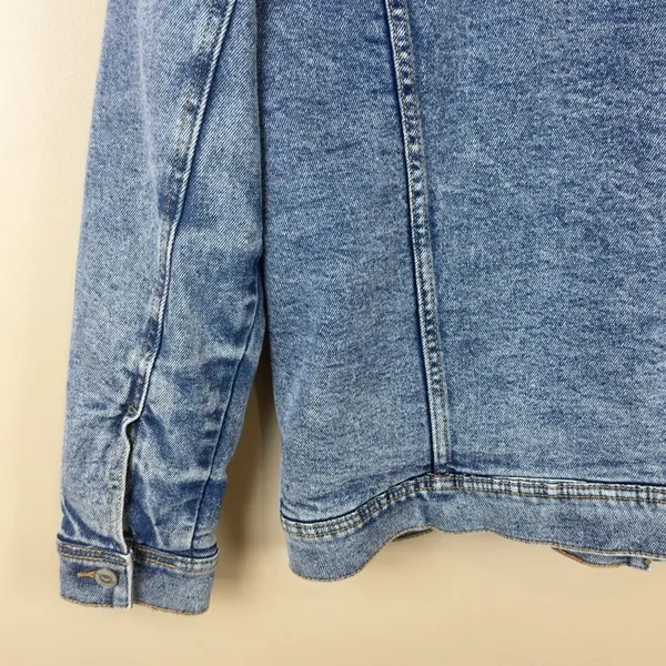 Hollister Women’s Size M Blue Denim Jacket Faux Shearling Lined - Image 10